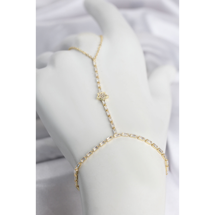 Gold Renk Pirinç Zirkon Taşlı Yıldız Model Şahmeran 5886
