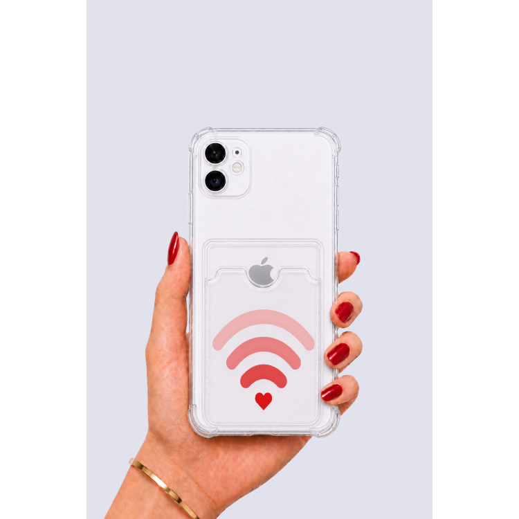 iPhone 11 Kartlıklı Aşk Sinyali Desenli Kılıf