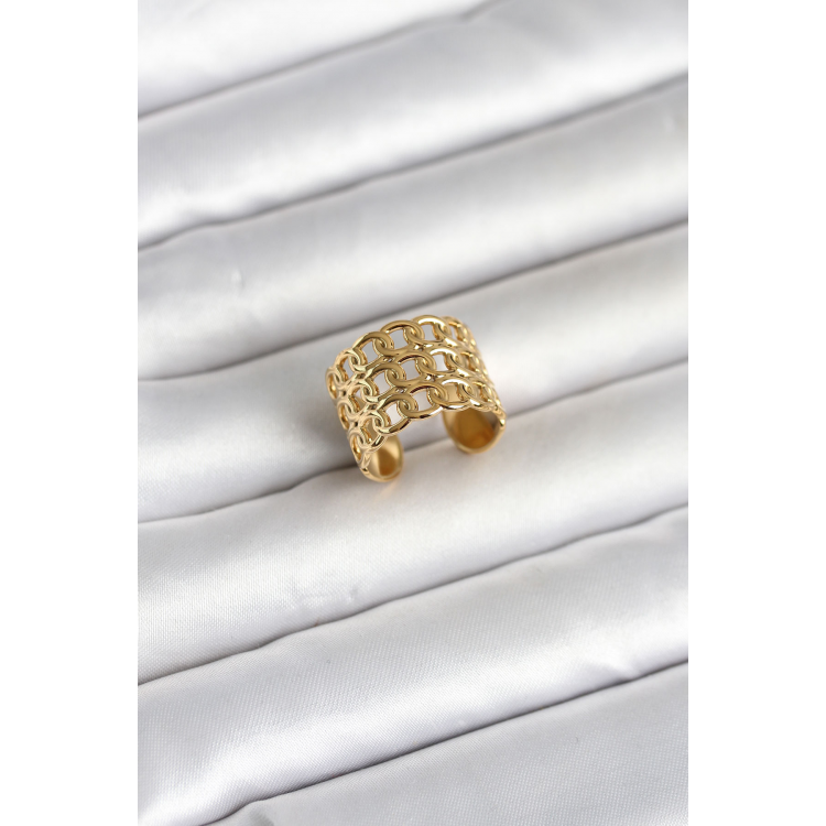 316L Çelik Gold Renk Zincir Model Kadın Yüzük 5886