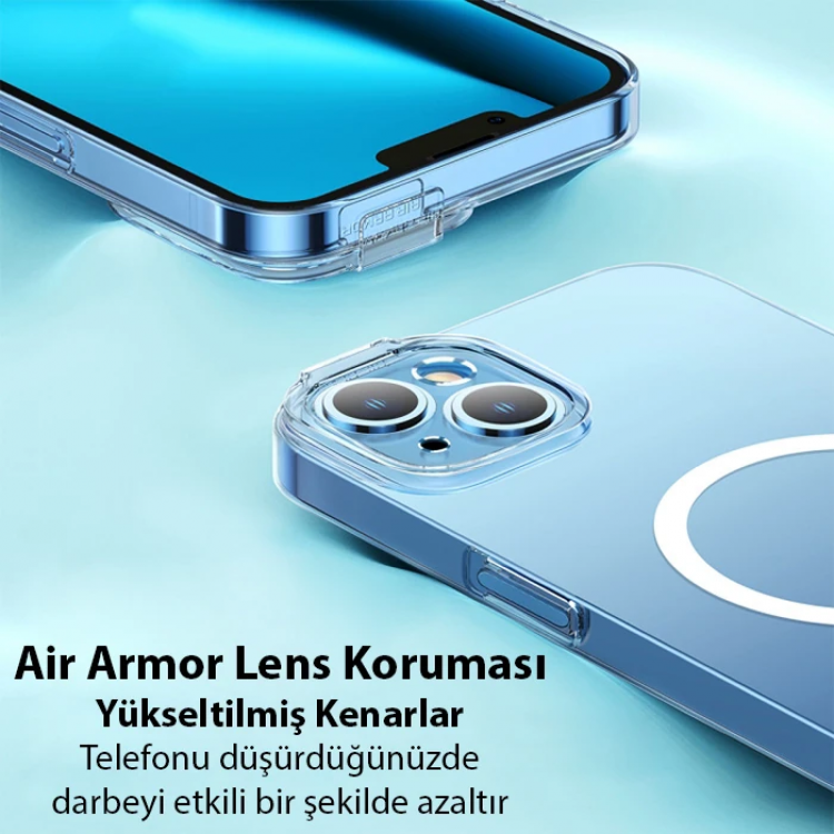 Baseus Crystal iPhone 14 Plus 6.7 Magsafe Silikon Kılıf + Tempered Ekran Koruyucu Set-(5775)