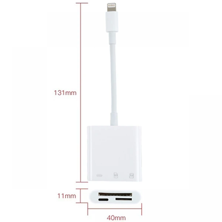 ALLY NK-101Y Pro 3 İn 1 İPhone Lightning to SD-TF Çevirici Adaptör-(5775)