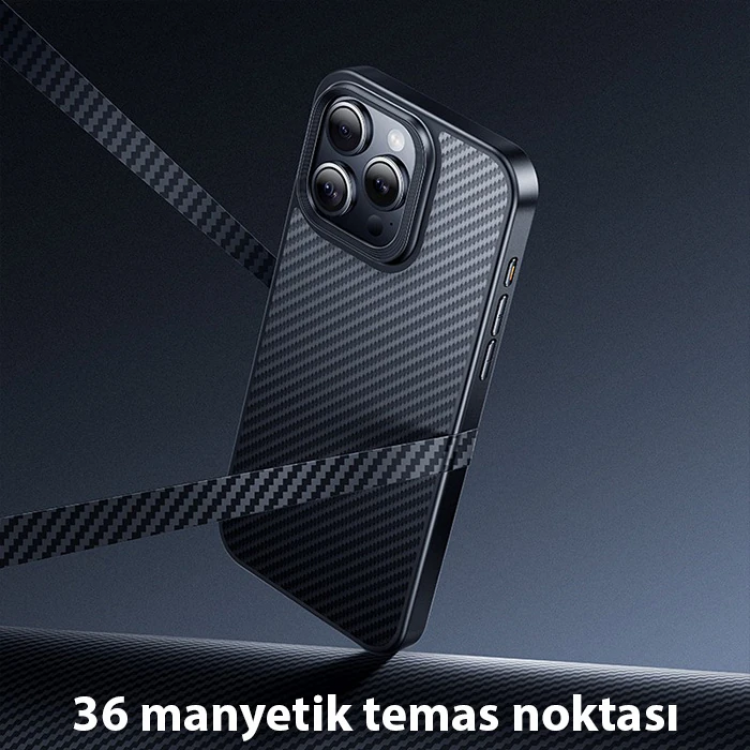 Hoco iPhone 15 Pro Max AS7 Kevlar Kılıf Manyetik Magsafeli Telefon Kılıfı-(5775)