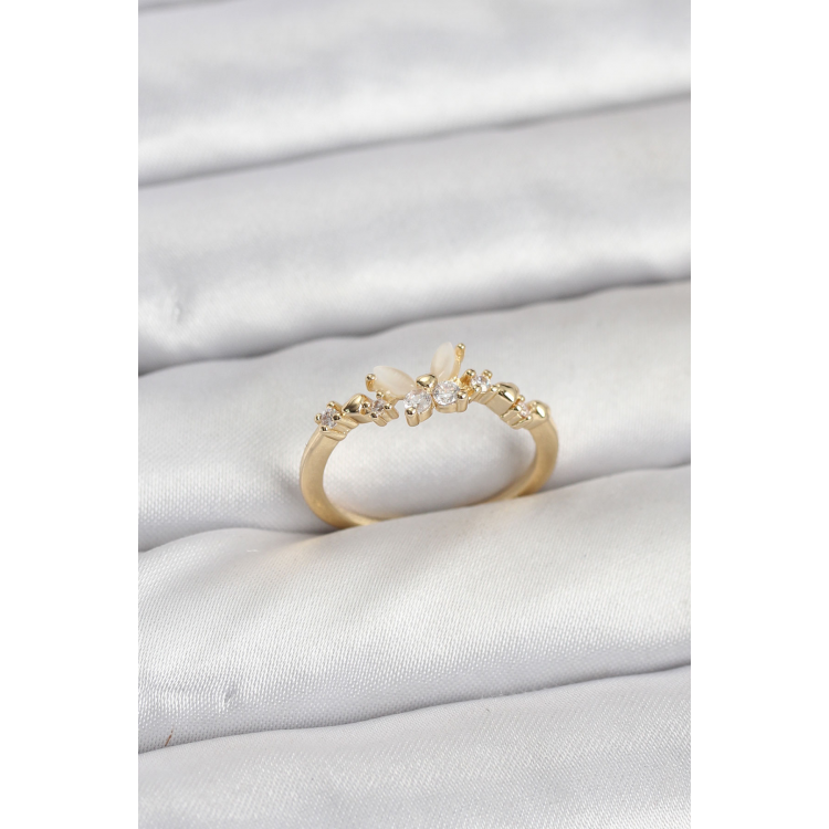 Kelebek Model Gold Renk Pirinç Kadın Yüzük 5886
