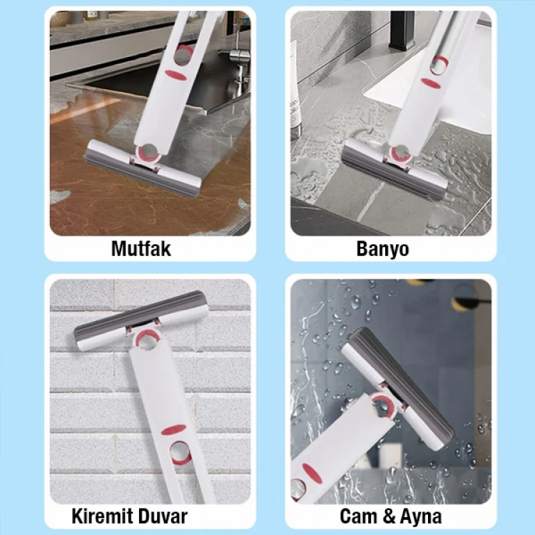 EZERE Çok Amaçlı Mini tezgah üstü Paspas Mini Mop + 2 Yedek Uç-(5775)