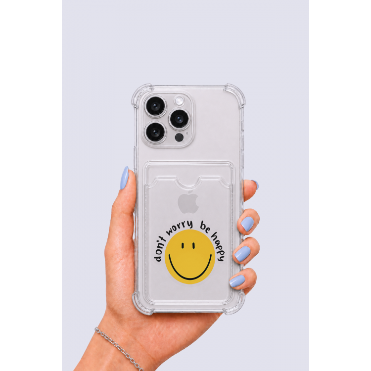 iPhone 15 Pro Max Kartlıklı Gülücük Desenli Kılıf