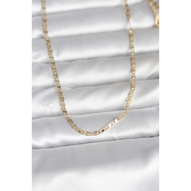 CM 14K Gold Renk Yassı Zincir Model 60 cm Kadın Kolye 5886