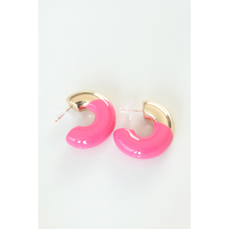 CCB Pembe Gold Çift Renk Küpe 5886