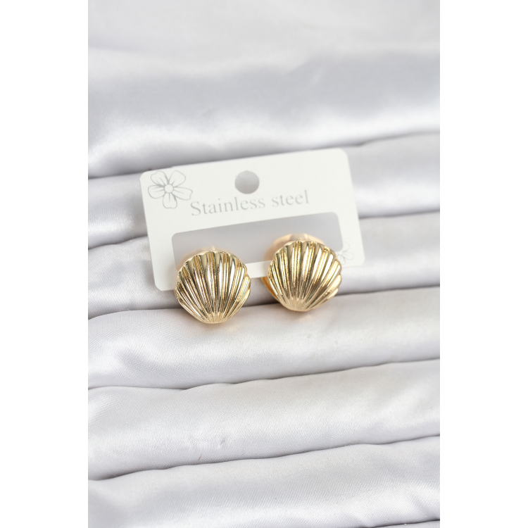 316L Çelik Gold Renk Deniz Kabuğu Model Kadın Küpe 5886