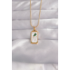 316L Çelik Gold Renk Beyaz Mineli Tarot Kolye 5886