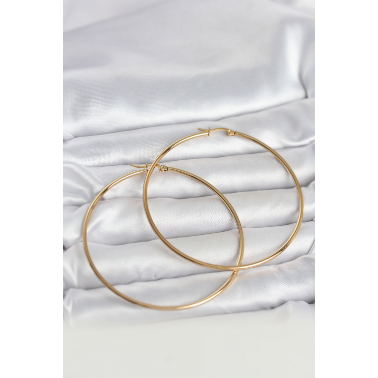 316L Çelik Gold Renk 70 mm Kadın Halka Küpe 5886