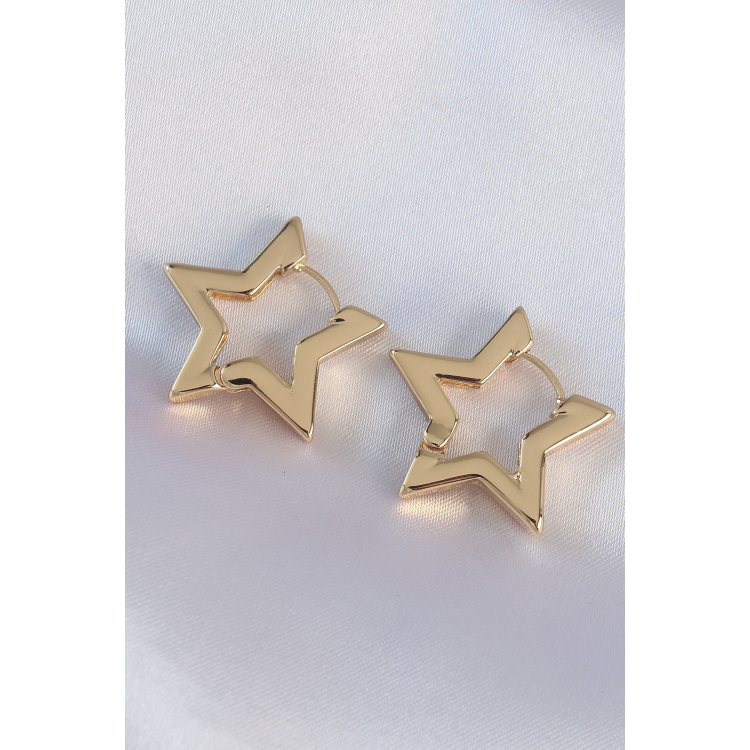 Pirinç Gold Renk Yıldız Küpe 5886