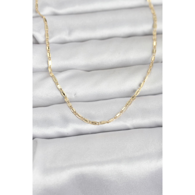 CM 14K Gold Renk Lazerli Zincir Model 60 cm Kadın Kolye 5886