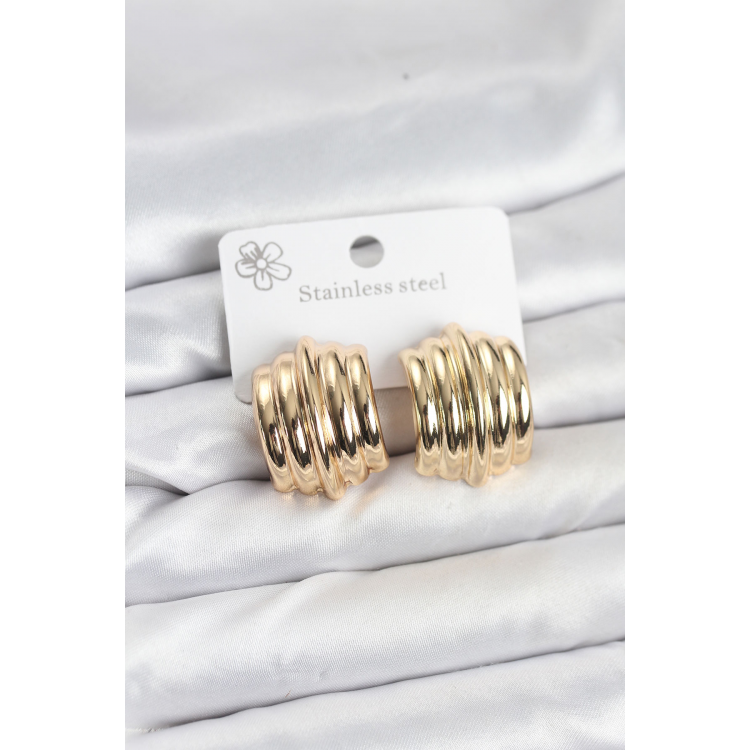 Vintage Model 316L Çelik Gold Renk Kadın Küpe 5886