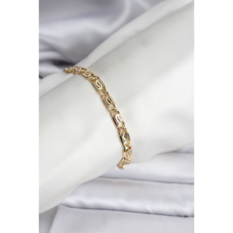14K Gold Renk Kaplama Zincir Model CM Kadın Bileklik 5886