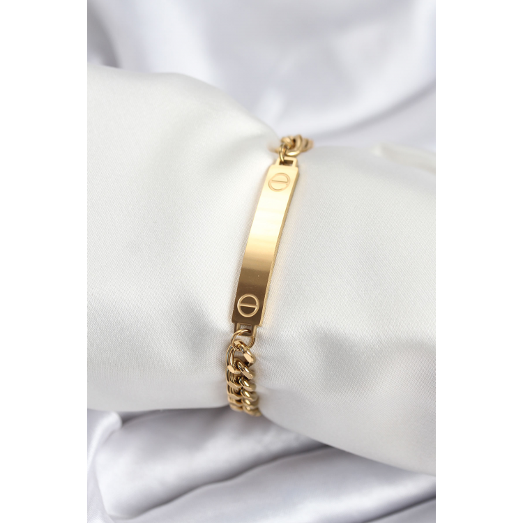 316L Çelik Gold Renk Yazı Yazmaya Uygun Kadın Bileklik 5886