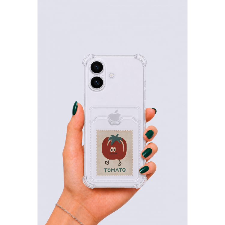 iPhone 16 Kartlıklı Tomato Desenli Kılıf