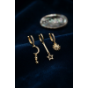 3 lü Set Ay Yıldız ve Güneş Model Gold Renk Kadın Küpe 5886