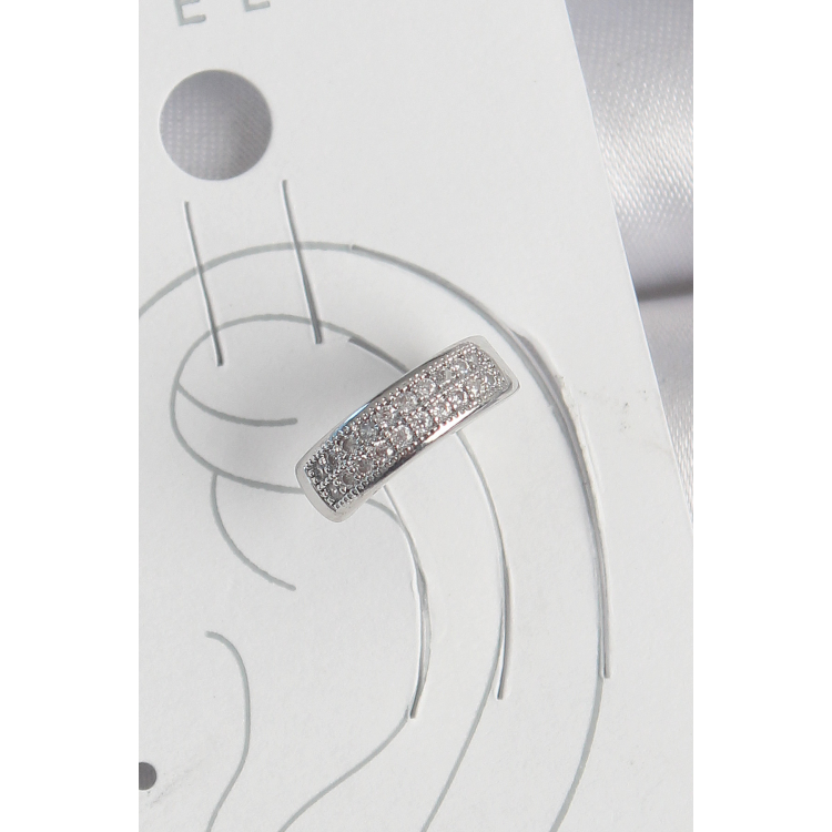 Pirinç Gümüş Renk Zirkon Taşlı Kıkırdak Model Kadın Küpe 5886