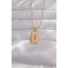 316L Çelik Gold Renk Pembe Mineli El Figür Tarot Kolye 5886