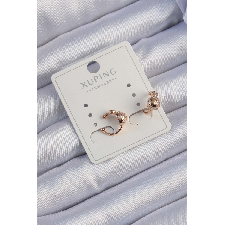 Xuping Rose Renk Zirkon Taşlı Bombeli Topçuk Earcuff Küpe 5886