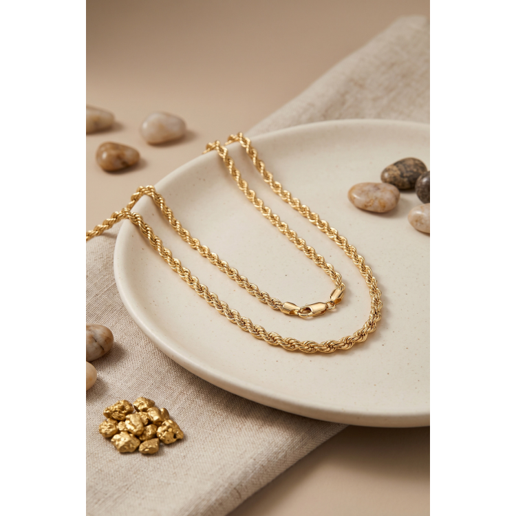 CM Burgu Zincir Model Gold Renk 50 cm Kadın Kolye 5886