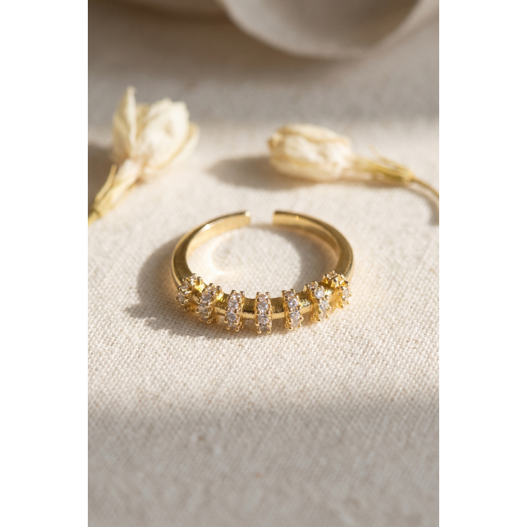 Zirkon Taşlı Gold Renk Vintage Kadın Yüzük 5886