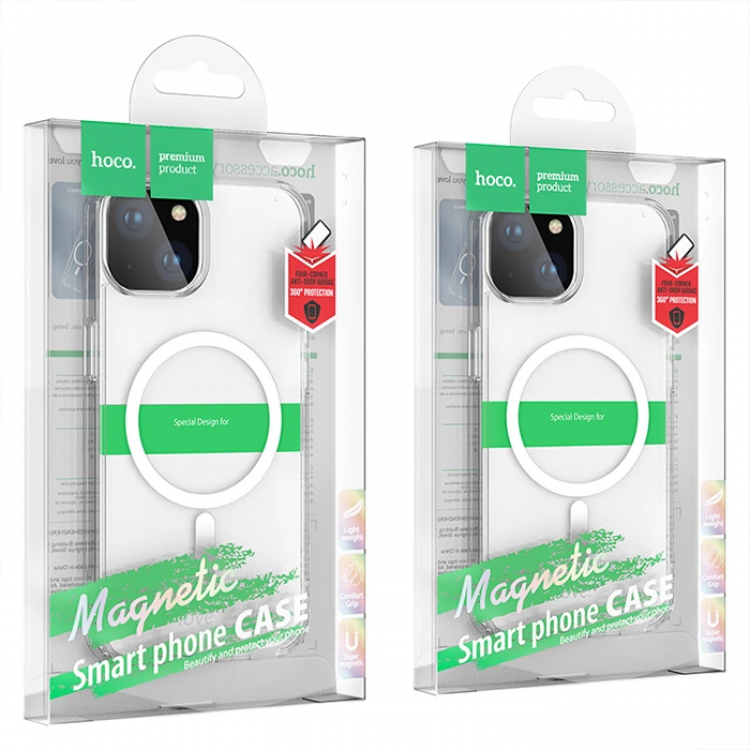Hoco iPhone 15 Plus Anti-Fall Darbe Önleyici Airbag Manyetik Magsafe Silikon Kılıf-(5775)