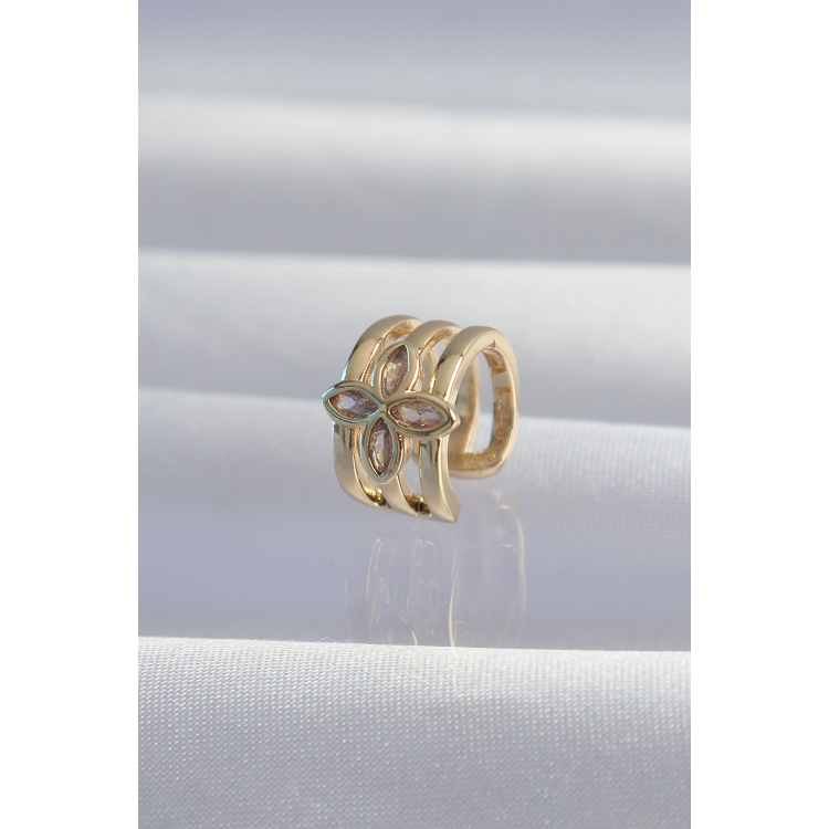 Pirinç Gold Renk Yonca Earcuff Küpe 5886