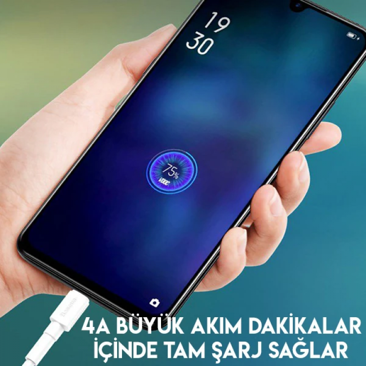 Baseus Mini White Micro USB 4A OPPO VIVO Dash Usb Şarj Kablosu 0.5cm-(5775)