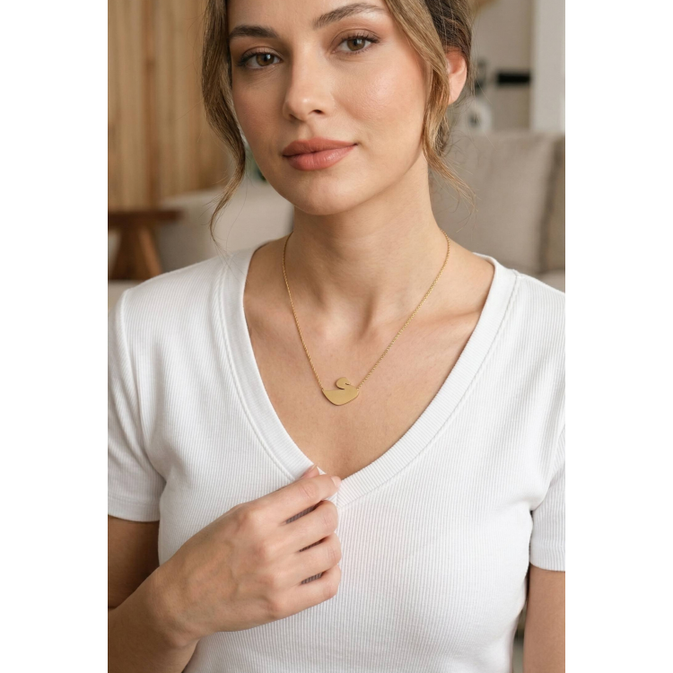 316L Çelik Gold Renk Zincir Kuğu Model Kadın Kolye 5886