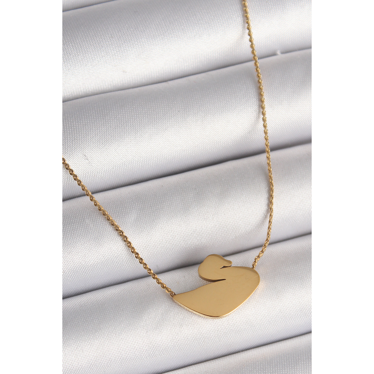 316L Çelik Gold Renk Zincir Kuğu Model Kadın Kolye 5886