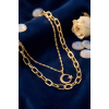 Gold Renk Pirinç Ay Yıldız Model Kombin Kadın Kolye 5886