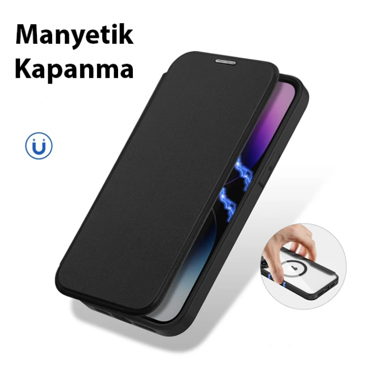 Dux Ducis iPhone 14 Pro 6.1 Kılıf Skin X Pro Series MagSafe Kapaklı Kılıf Folio Case-(5775)