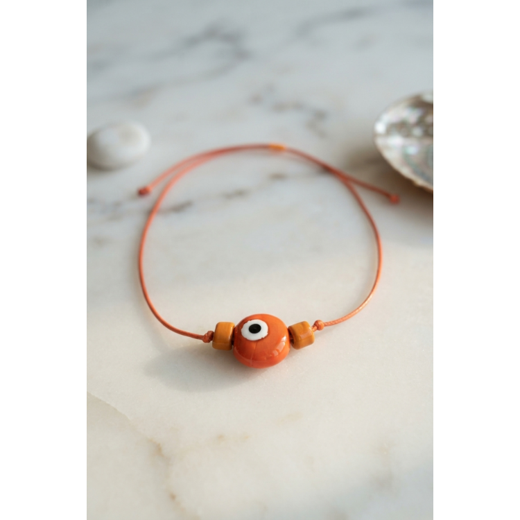 Handmade Bohem Turuncu Nazar Kolye 5886