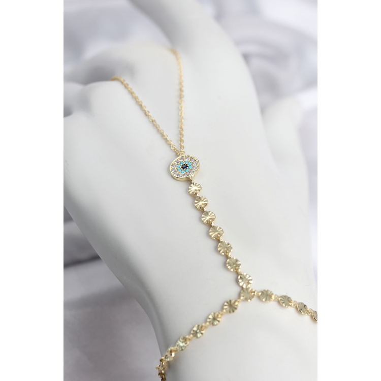 Gold Renk Pirinç Zirkon Taşlı Nazar Model Şahmeran 5886