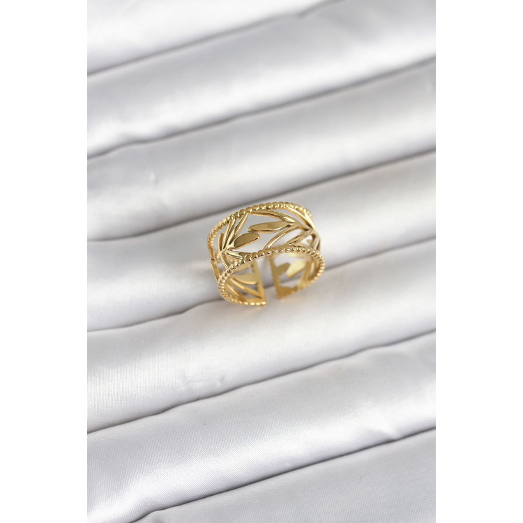316L Çelik Gold Renk Başak Model Kadın Yüzük 5886