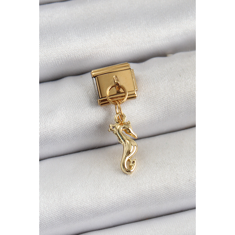 316L Çelik Sallantılı Deniz Atı Model Gold Renk Nomination Charm 5886