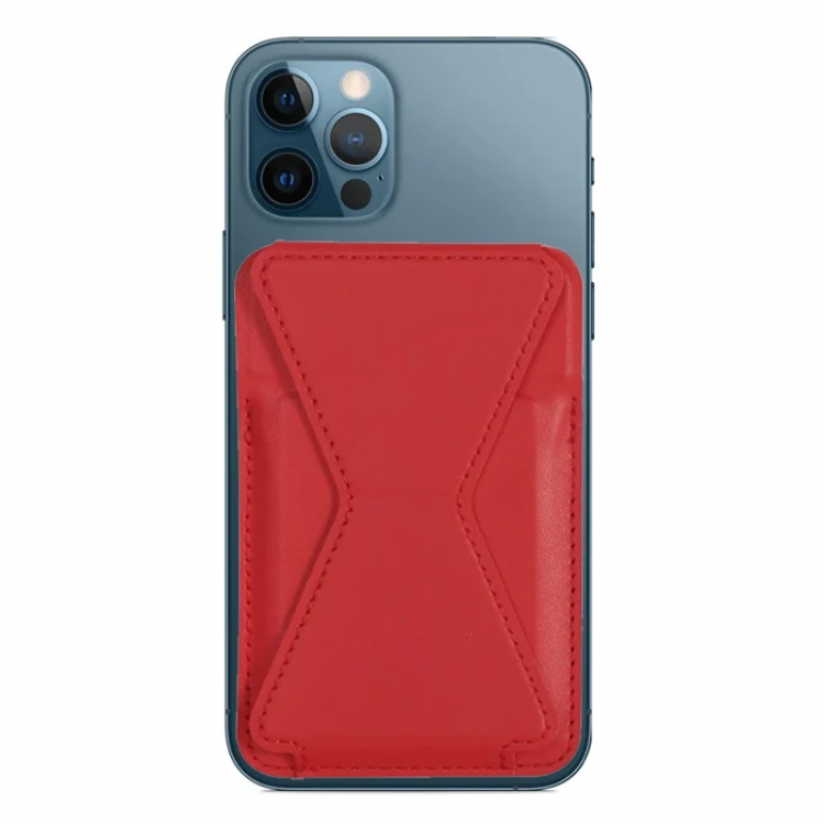 ALLY İPhone 15-14- 13-12'ler İçin Standlı Deri Cüzdan Magsafe Kartlık Cüzdan Kılıf-(5775)