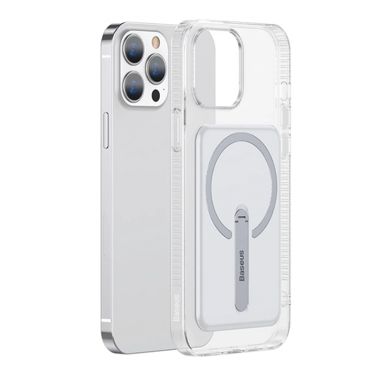 Baseus iPhone 13 Pro Max 6.7 Manyetik Magsafe Standlı Silikon Kılıf-(5775)
