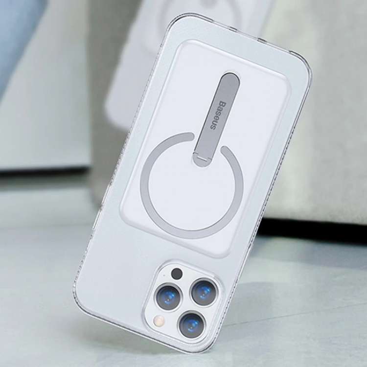 Baseus iPhone 13 Pro Max 6.7 Manyetik Magsafe Standlı Silikon Kılıf-(5775)