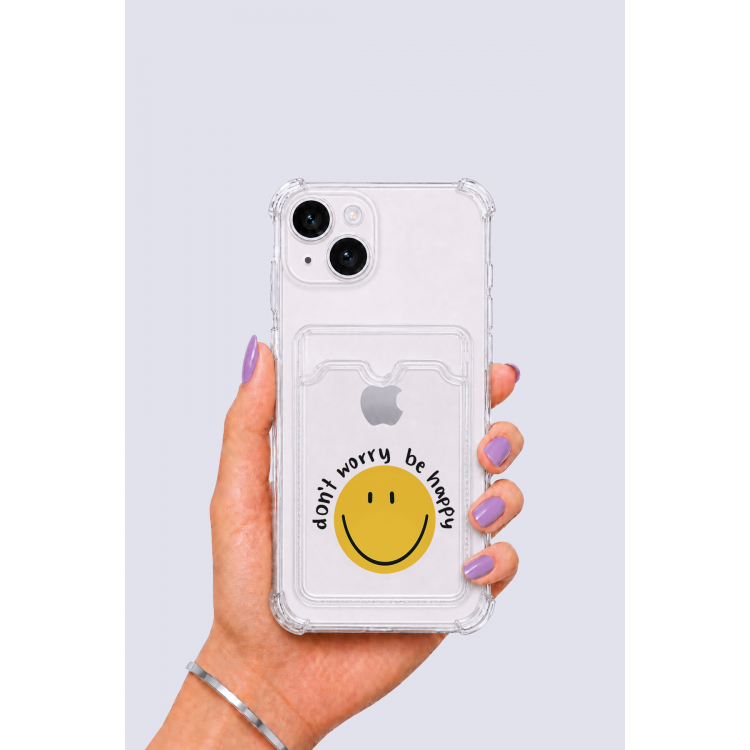 iPhone 13 Kartlıklı Gülücük Desenli Kılıf