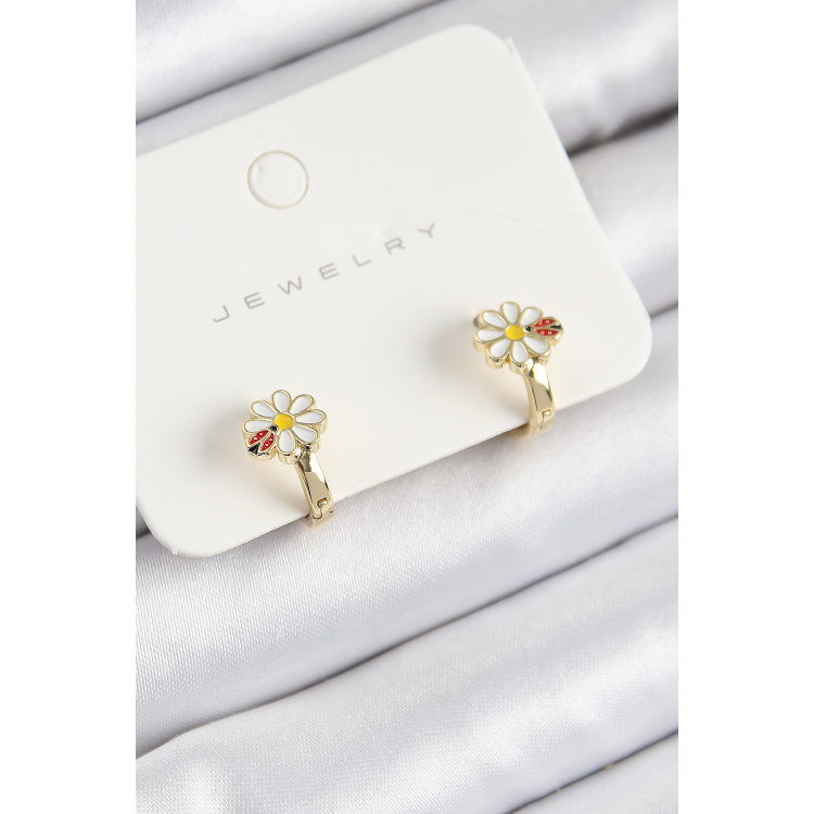 Pirinç Papatya Model Gold Renk Çocuk Küpe 5886