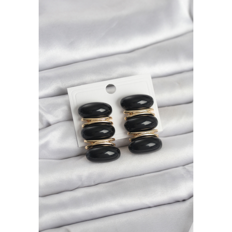 Siyah Vintage Model Gold Renk Kadın Küpe 5886