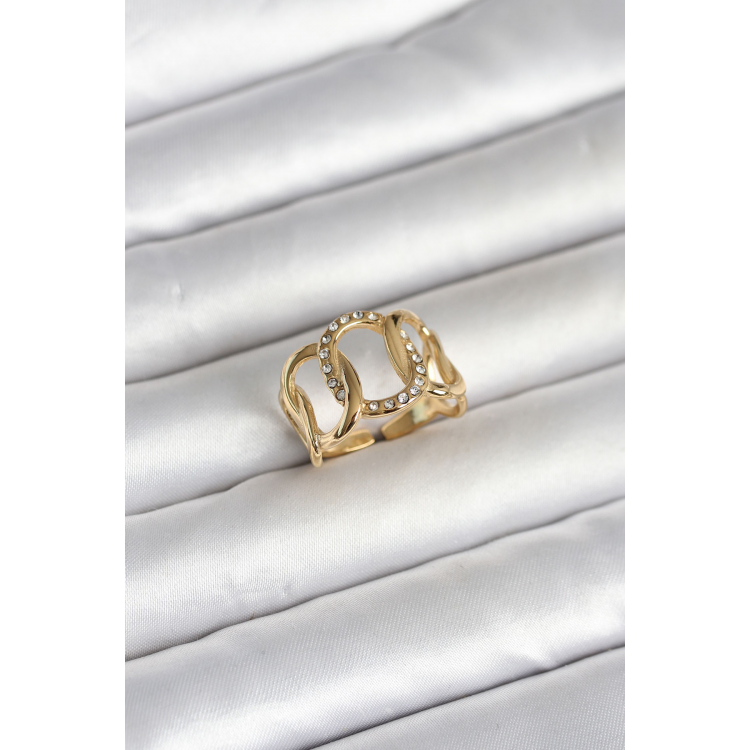 316L Çelik Gold Renk Samanyolu Model Kadın Yüzük 5886