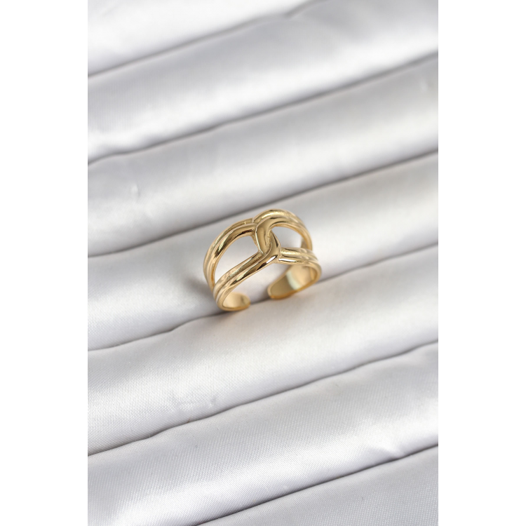 316L Çelik Gold Renk Düğüm Model Kadın Yüzük 5886