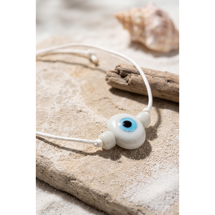 Handmade Bohem Beyaz Nazar Kolye 5886