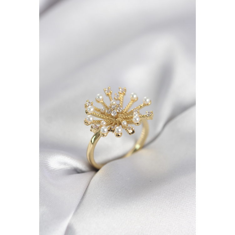 Gold Renk Karahindiba Model Zirkon Taşlı Kadın Yüzük 5886