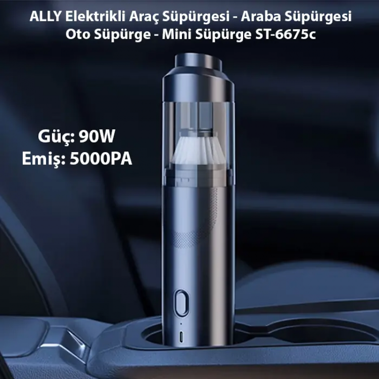 ALLY Elektrikli Araç Süpürgesi - Araba Süpürgesi - Oto Süpürge - Mini Süpürge ST-6675c-(5775)