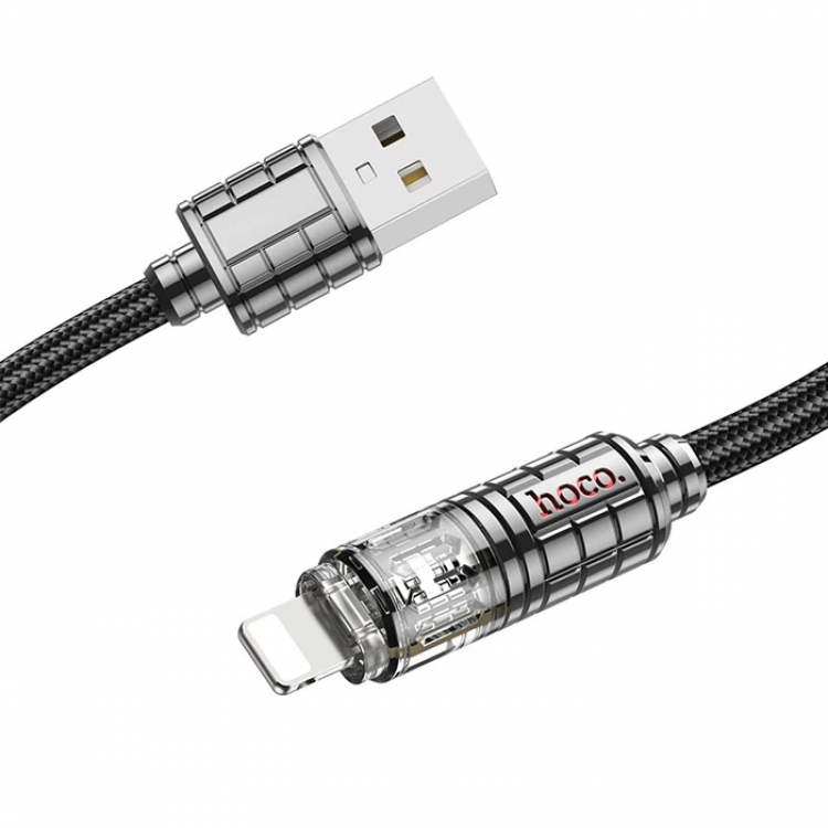 HOCO U122 Kristal Uç 2.4A USB to iPhone Lightning Hızlı Data ve Şarj Kablosu-(5775)