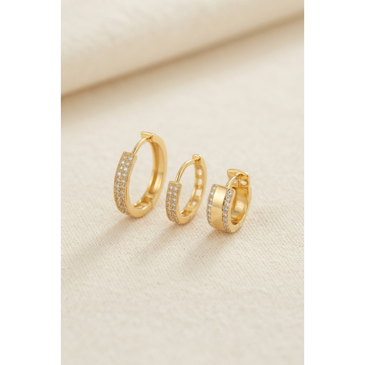 3 lü Set Gold Renk Halka Model Küpe 5886